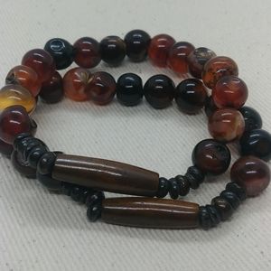 Amber composite and bone bracelet